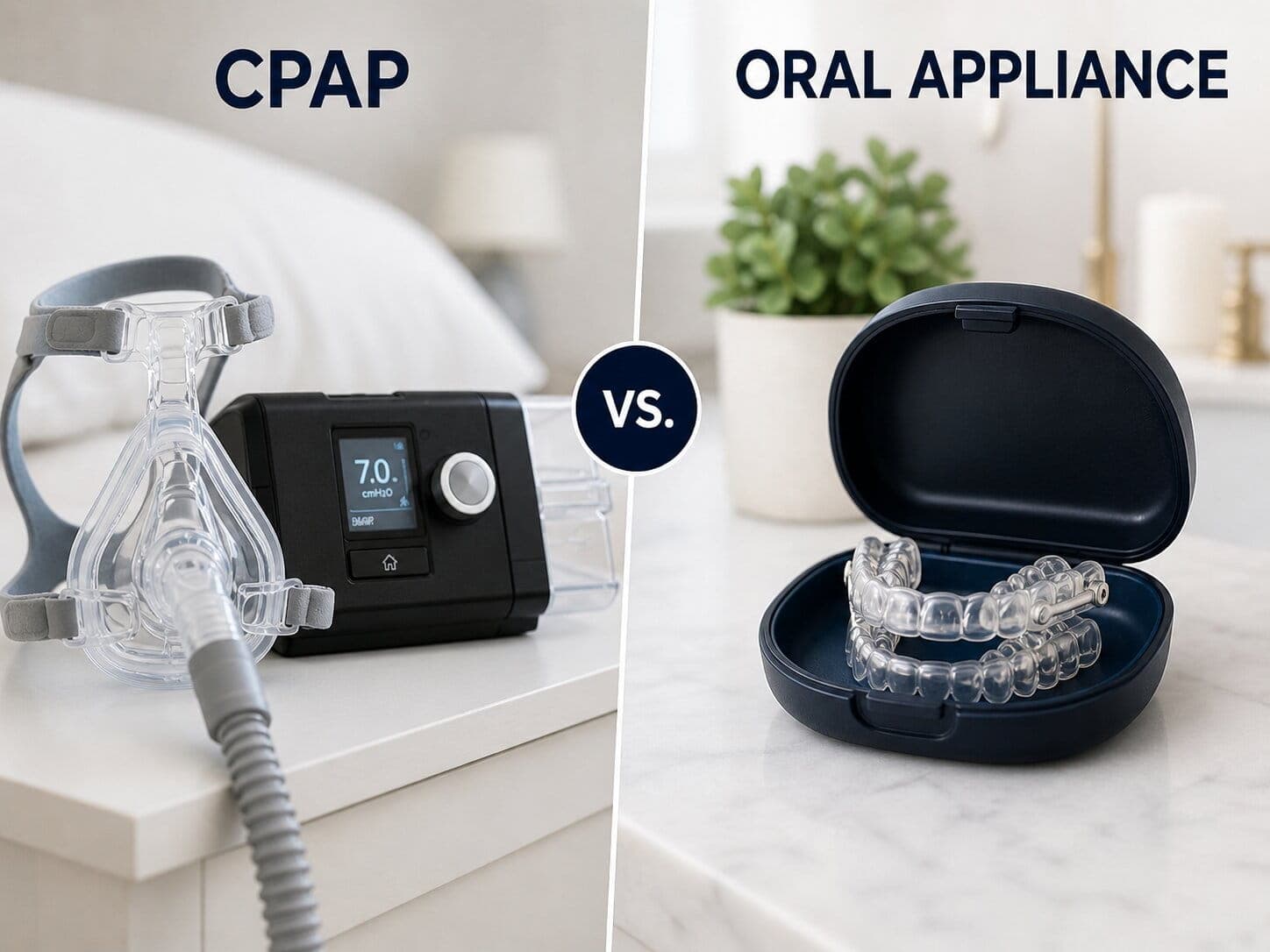 CPAP machine compared with a custom oral appliance for sleep apnea treatment in Florence KY